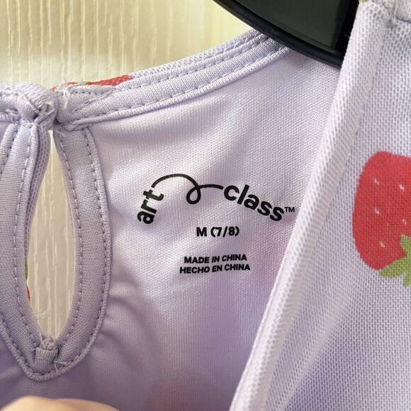 Art Class Purple Strawberry Dress Ruched Sides Girls Size Medium 7-8 NWT - Picture 6 of 10